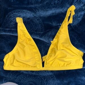EUC Shade & Shore Vibrant Yellow Bikini Top with Ruffles